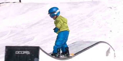 Amazing 4-year-old snowboarder Garik hits it hard