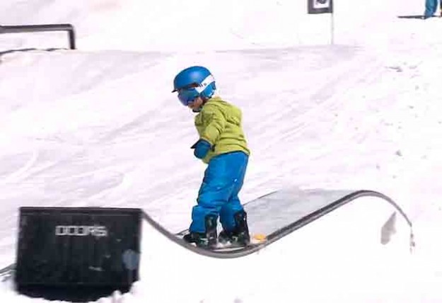 Amazing 4-year-old snowboarder Garik hits it hard