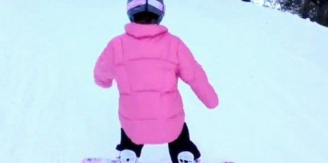 7 year old girl first time snowboarding