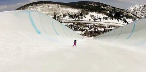 Kaylie Neal, 7 year old snowboard girl ripping in Colorado March 2014